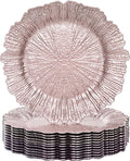 Pink Charger Plates Set of 12 - Reef Textured Plastic Dinner Chargers
