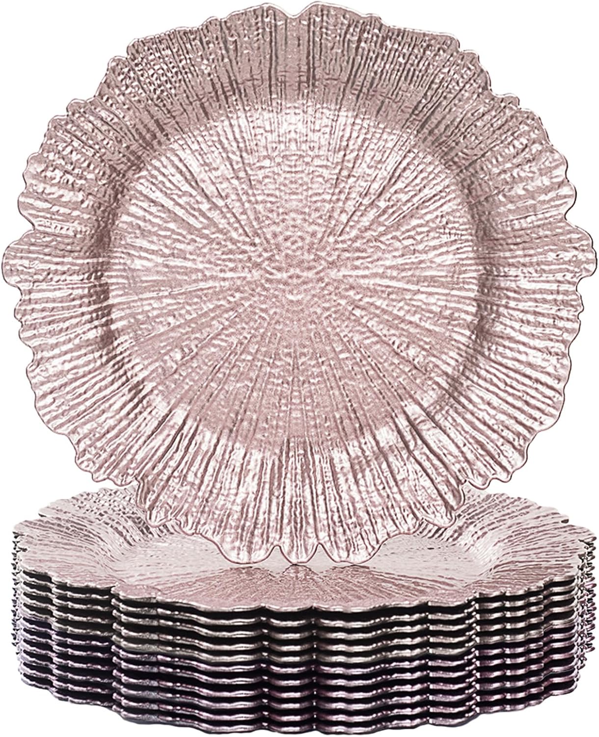 MAONAME Pink Charger Plates Set of 12 for Elegant Table Settings