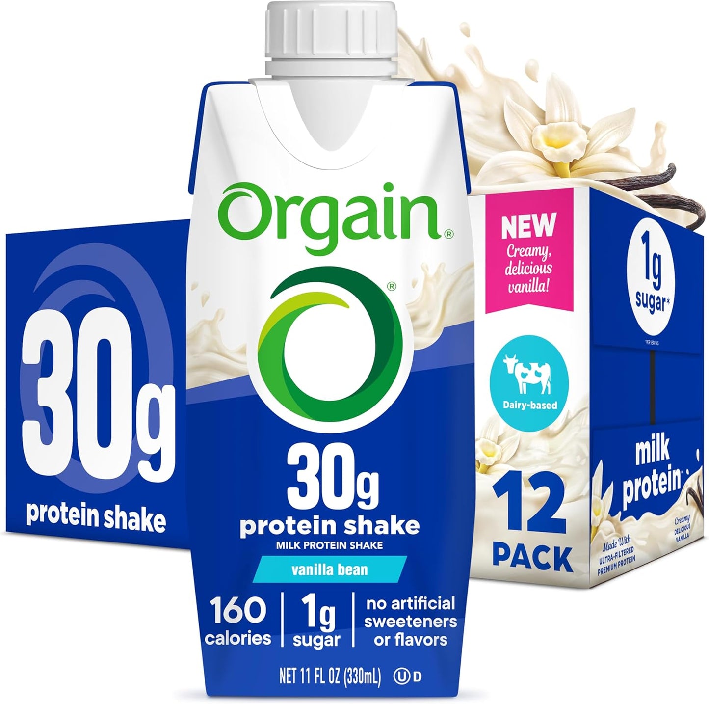 Orgain 30g High Protein Shake - Vanilla Bean, Keto Friendly