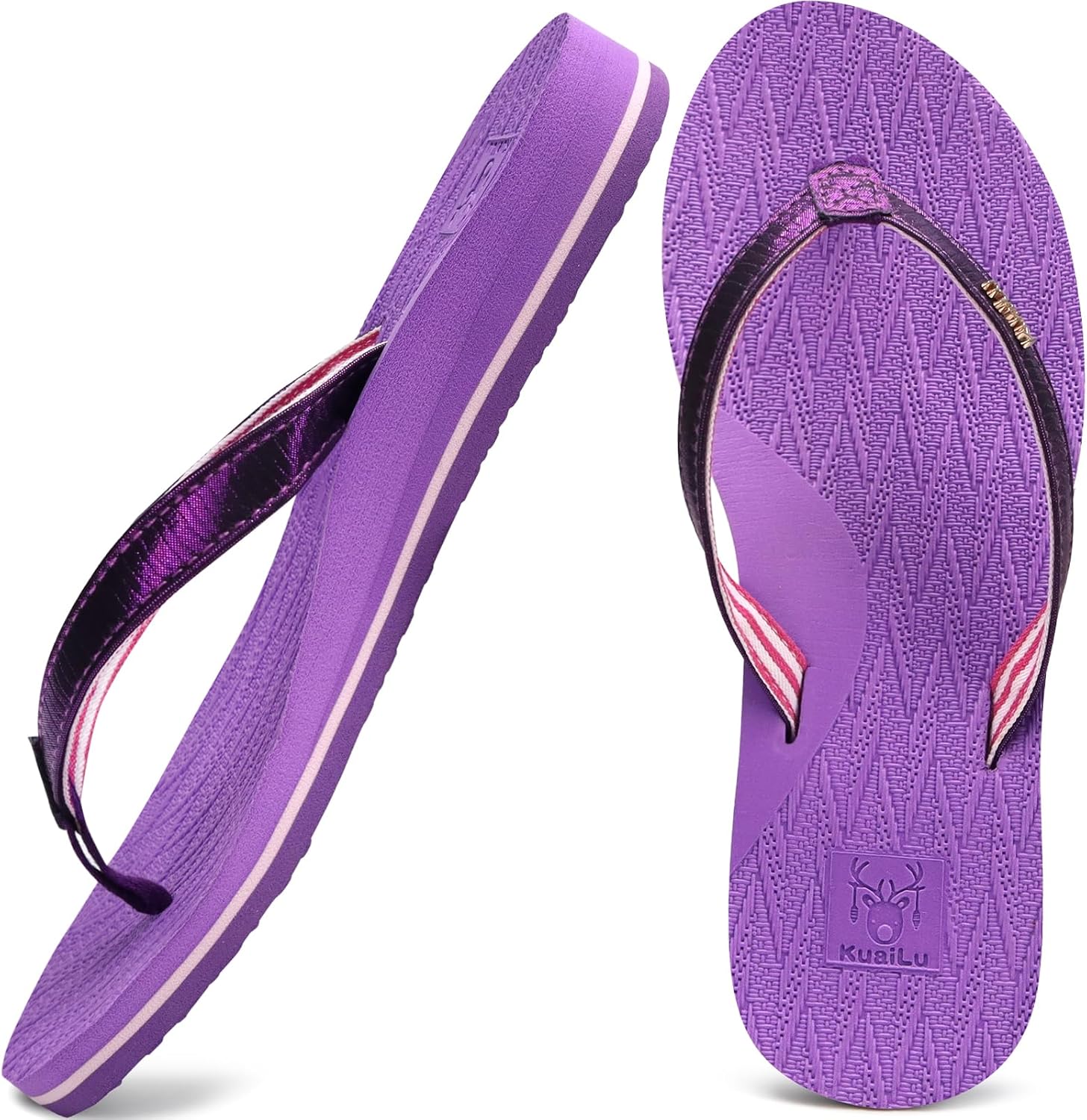 KuaiLu Women's Lightweight Flip Flops with Arch Support