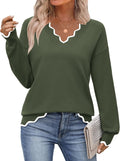 Women's V Neck Ribbed Knit Sweater 2025 Fall - Lightweight Soft