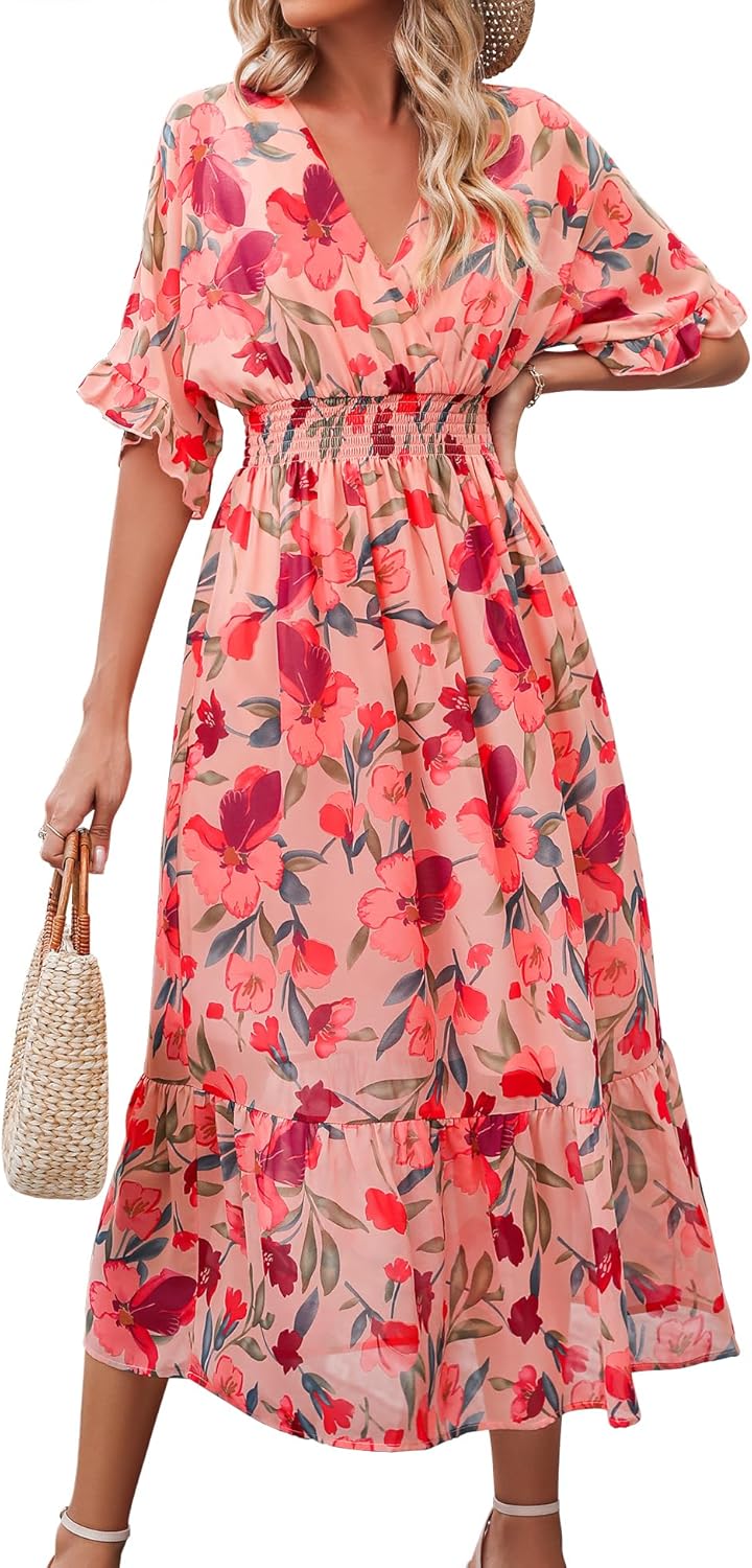 Women's Floral Midi Dress for Spring Summer 2025 by Meetrendi