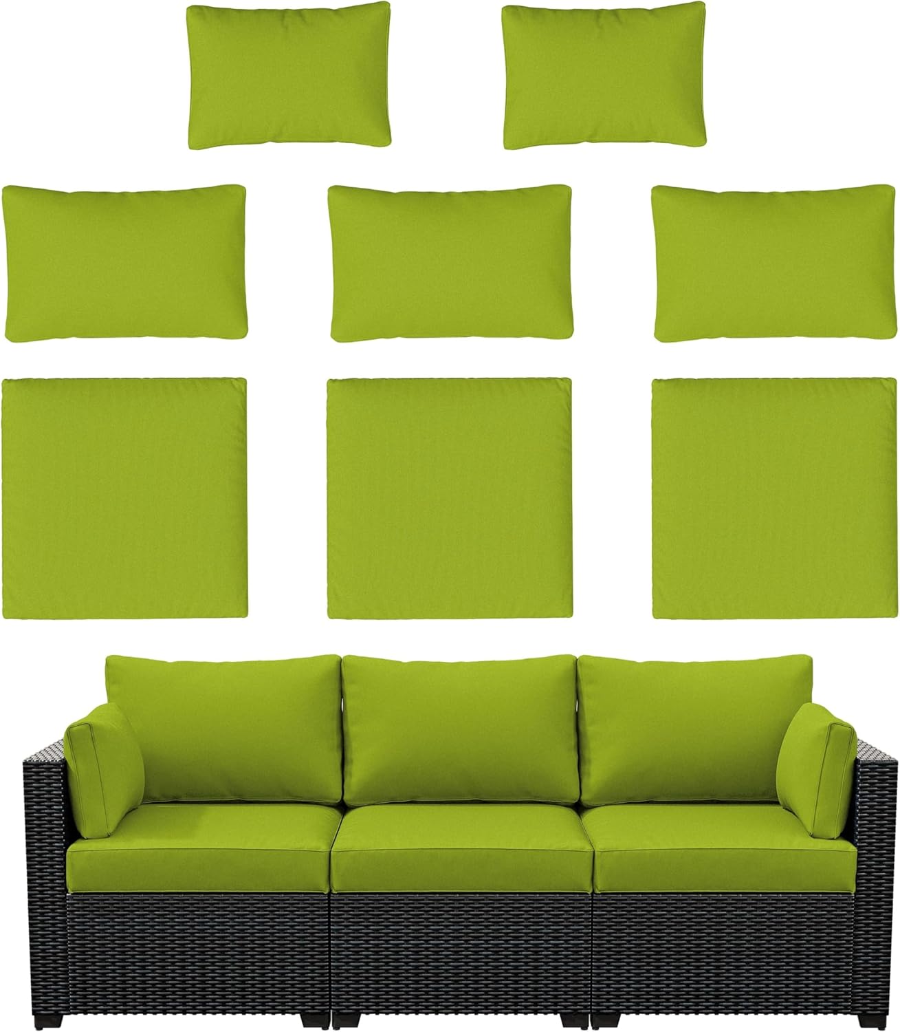 8p Outdoor Cushion Slipcovers for 3-Seat Rattan Sofa Set
