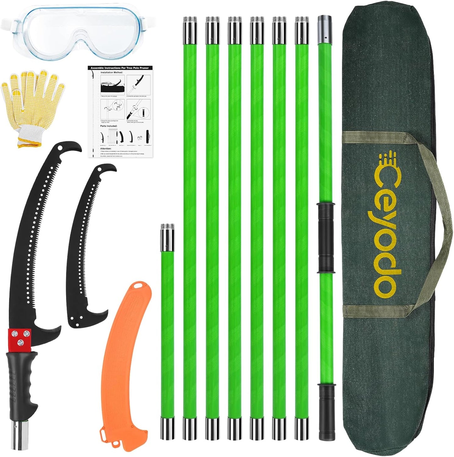 Manual Pole Saw 27ft Extendable Tree Pruner for Easy Trimming
