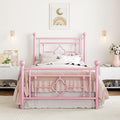 Twin Metal Platform Bed Frame with Headboard and Footboard - Pink