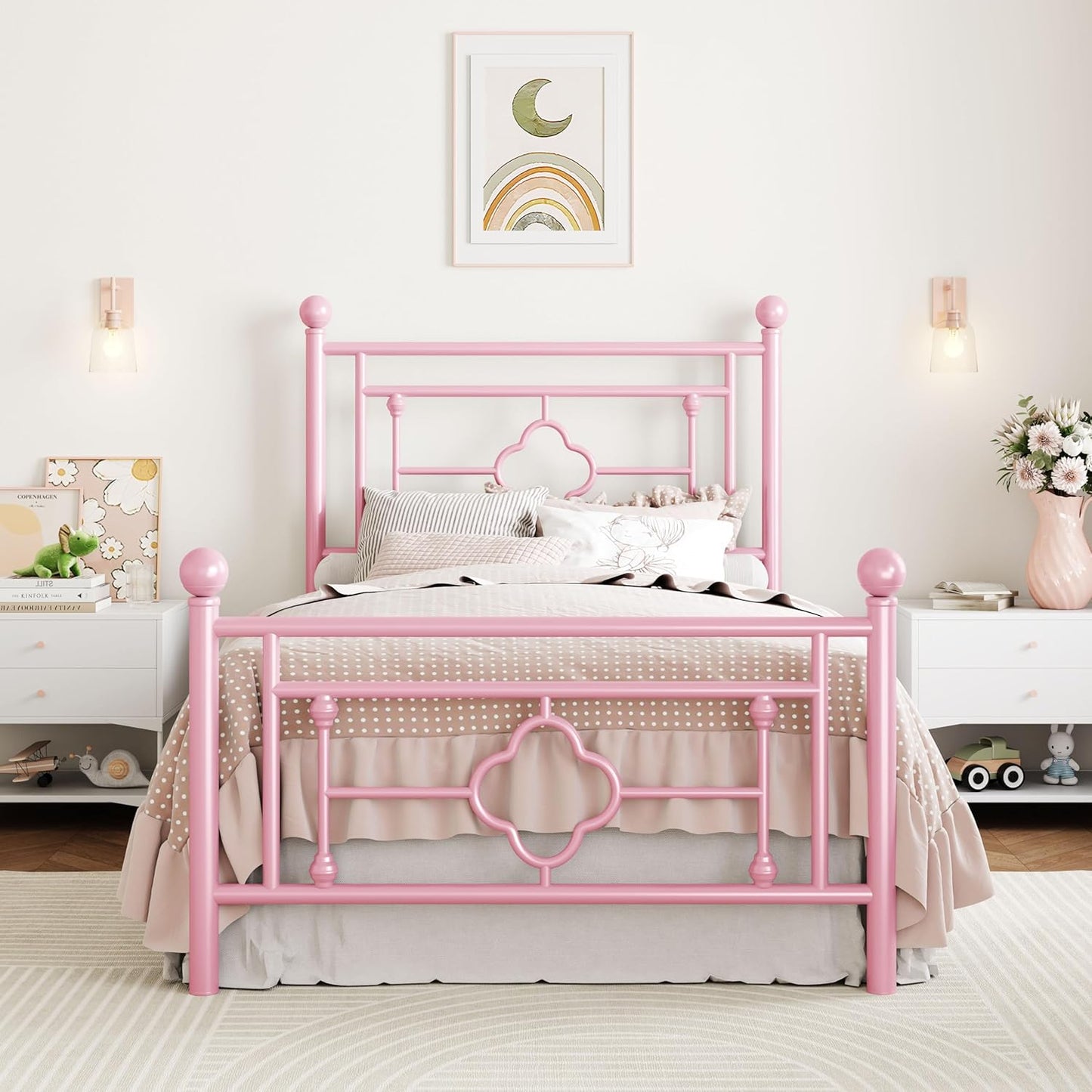 Sturdy Twin Size Metal Platform Bed Frame for Elegant Bedrooms