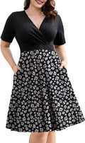 Ahlaray Womens Plus Size Faux Wrap Swing Dress with Pockets Casual