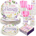 Butterfly Baby Shower Plates Set 350 Pcs - Serves 50 with Cutlery