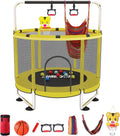 Trampoline for Kids Adjustable Toddler Trampoline with Hoop - Safe