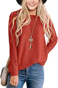 Waffle Knit Sweater Crew Neck Pullover - Cozy Everyday Layer
