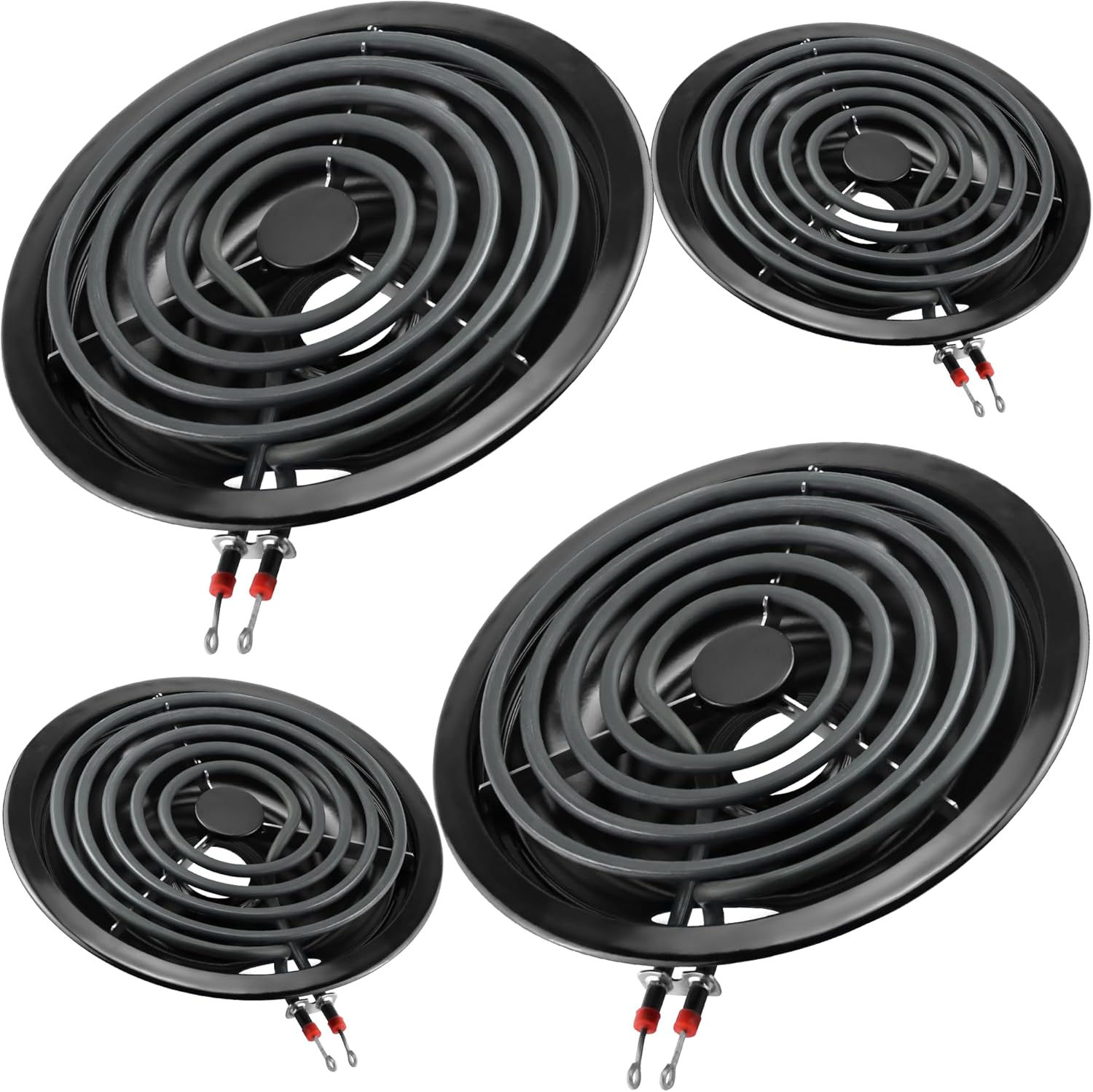 Black Burner Drip Pans Kit for Electric Stove by MIFLUS