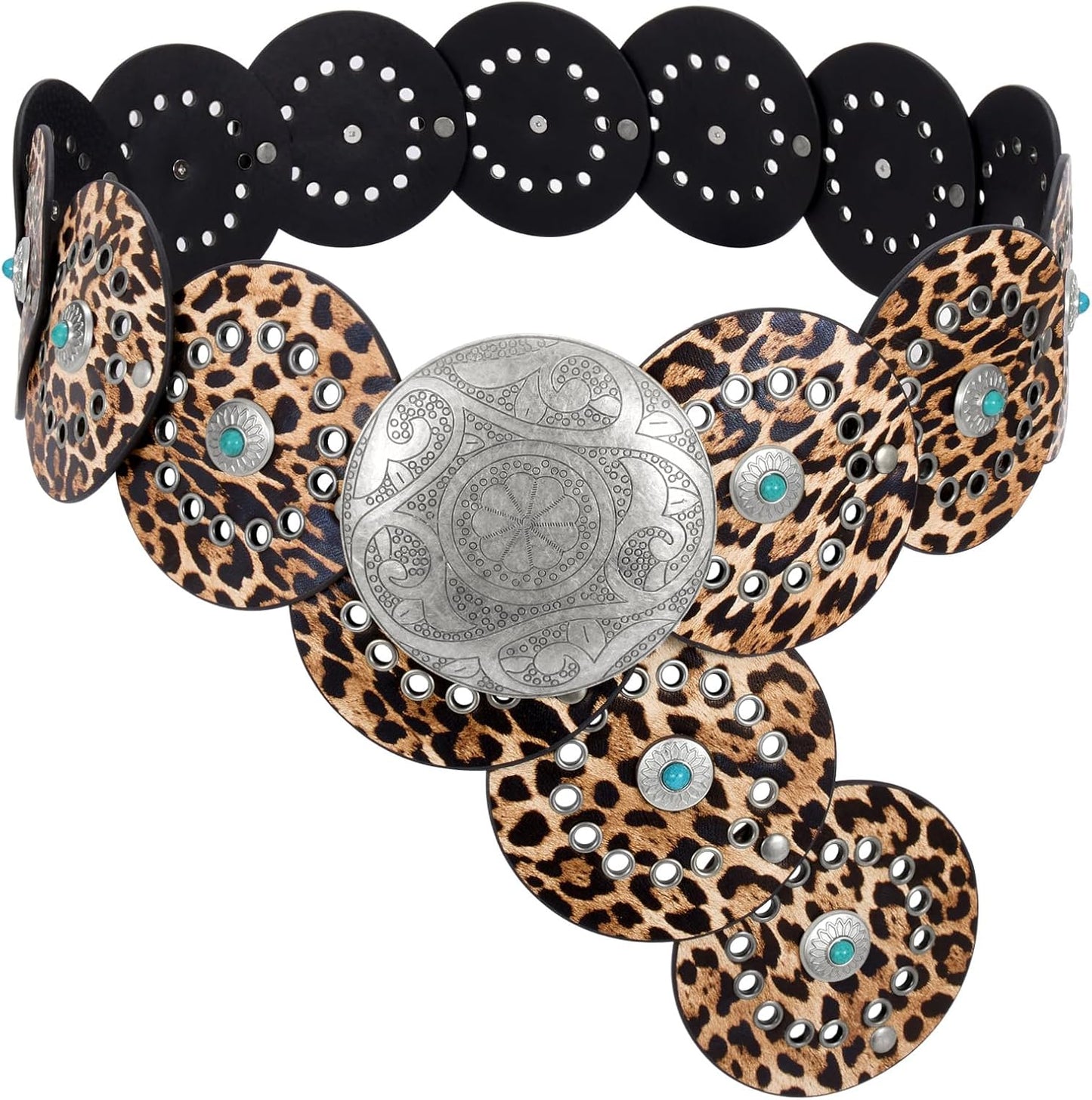 Stylish Western PU Leather Belts for Women with Concho Design