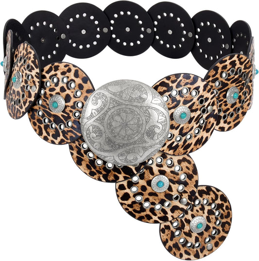 Stylish Western PU Leather Belts for Women with Concho Design