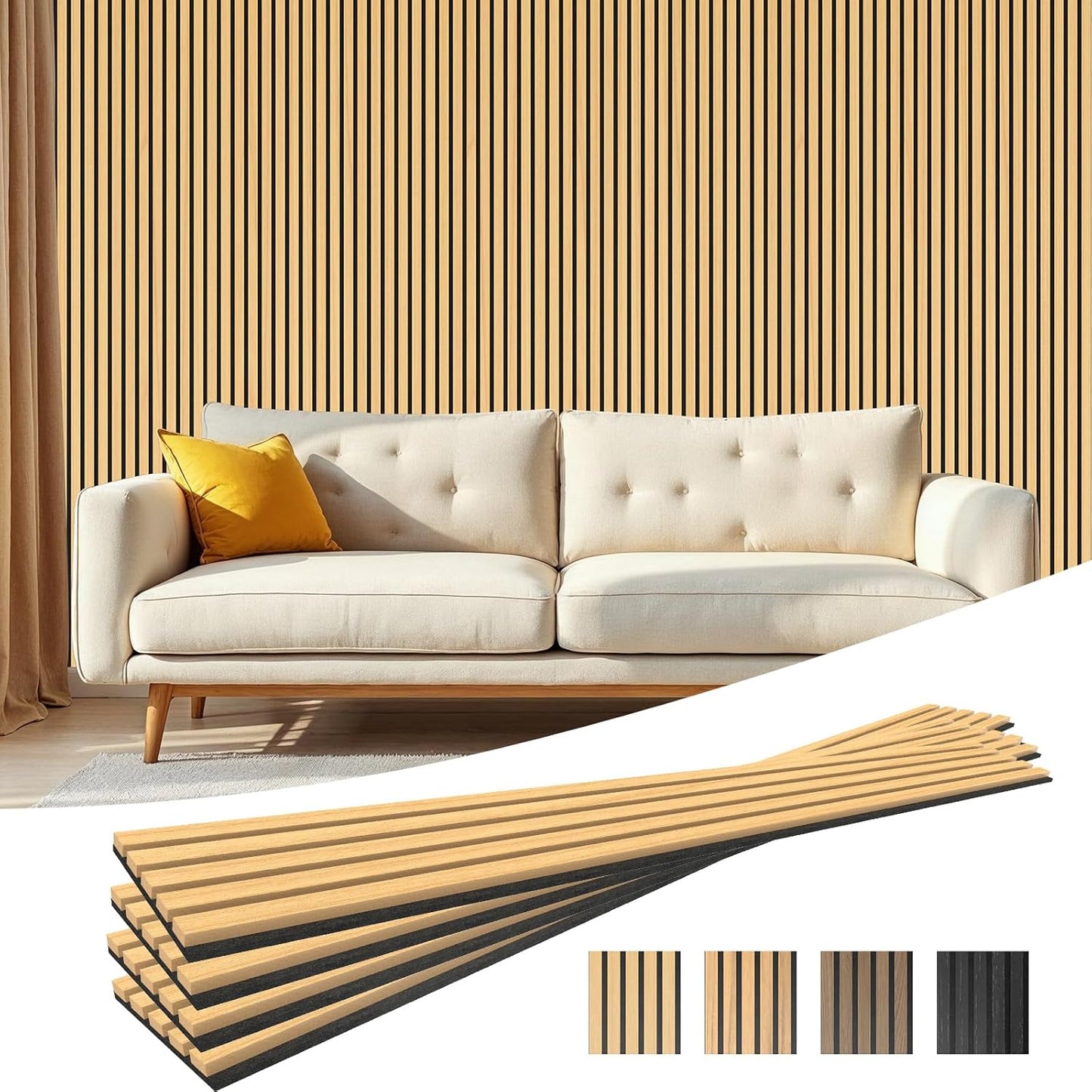 4-Piece Acoustic Wood Wall Panels for Soundproofing and Decor