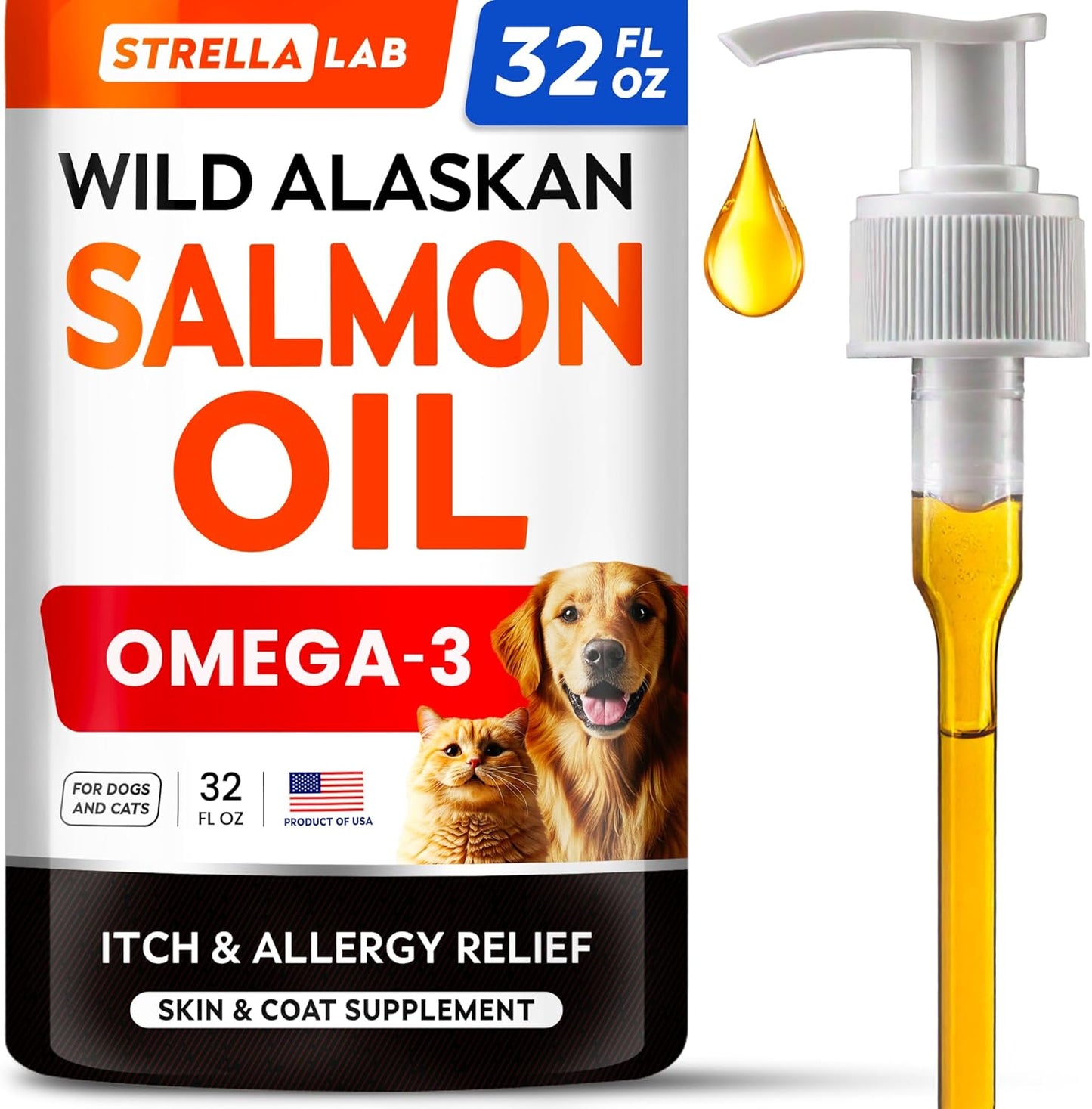 Wild Alaskan Salmon Oil for Dogs - Natural Omega 3 Support