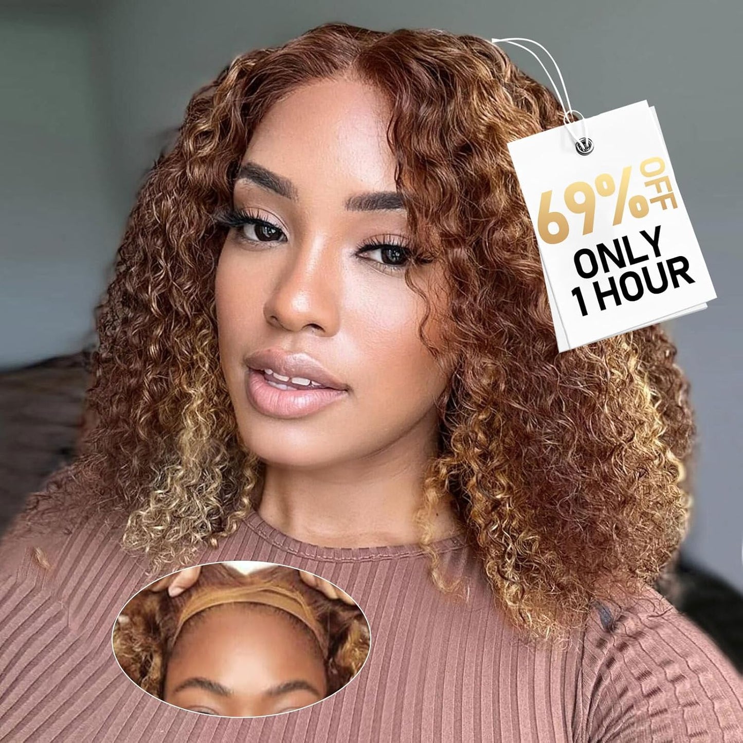 Curly Bob Wig Human Hair Deep Wave 12 Inch Glueless Wigs