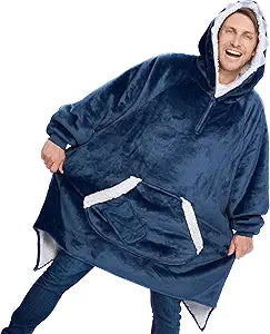 Cozy Wearable Blanket Hoodie for Men and Women - Shark Design