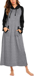 Ekouaer Women's Cotton Nightgown with Hood and Convenient Pockets