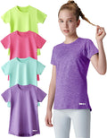 Youth Girls Athletic Shirts 4 Pack - Quick-Dry Performance Tees Pro