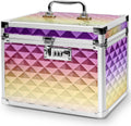 Medication Combination Lock Box with Code - Rainbow Plaid Gold Purple