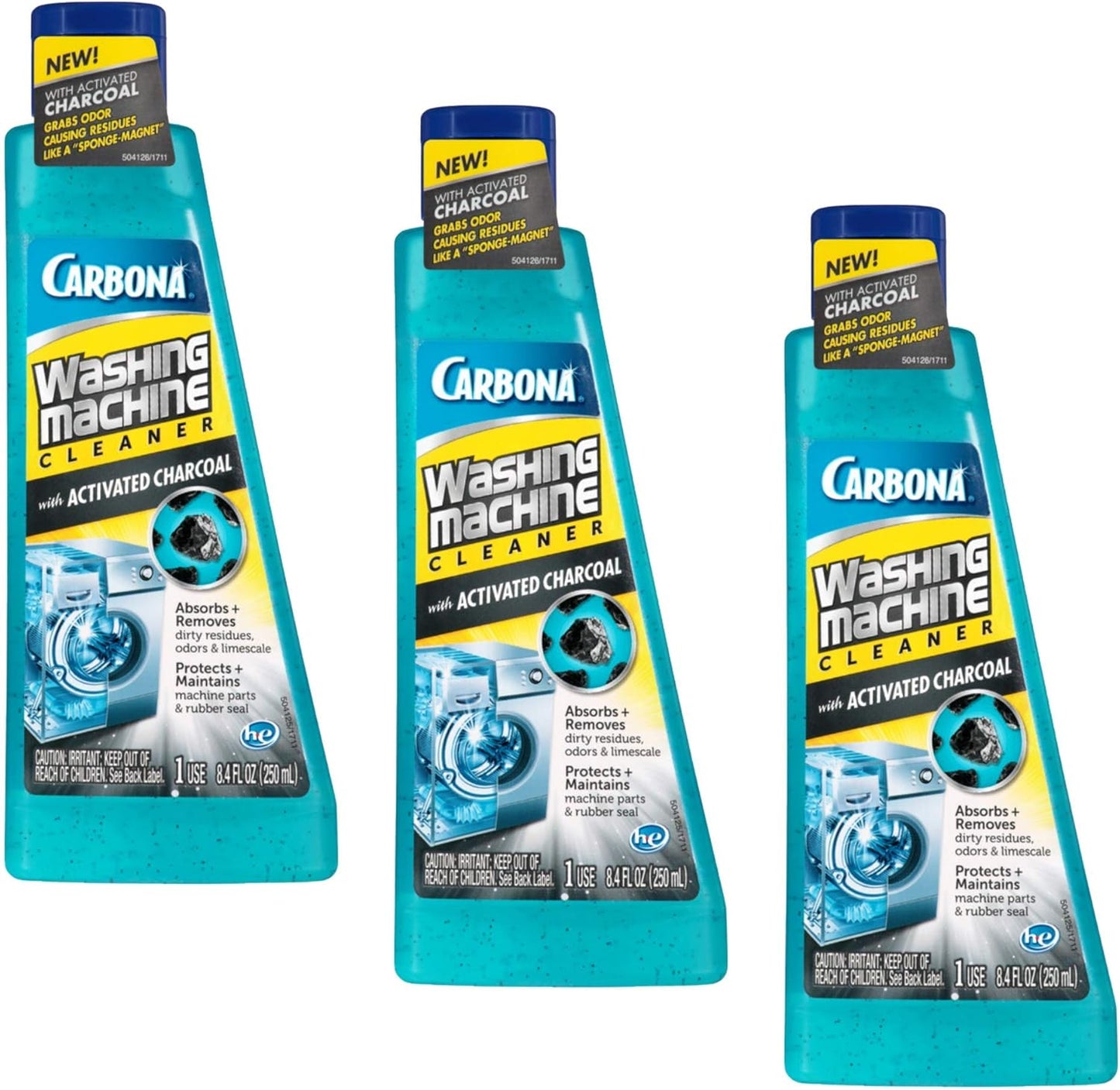 Carbona Charcoal Washing Machine Cleaner | Odor Residue Remover | 3 Pack