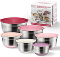 Stainless Steel Mixing Bowls Set with Lids - Nesting Prep Bowls, Rose