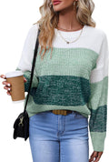 Women's Color Block Striped Crewneck Sweater - Soft Acrylic Fit