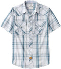 Dubinik Western Short Sleeve Plaid Pearl Snap Shirt (Style 7QR6)
