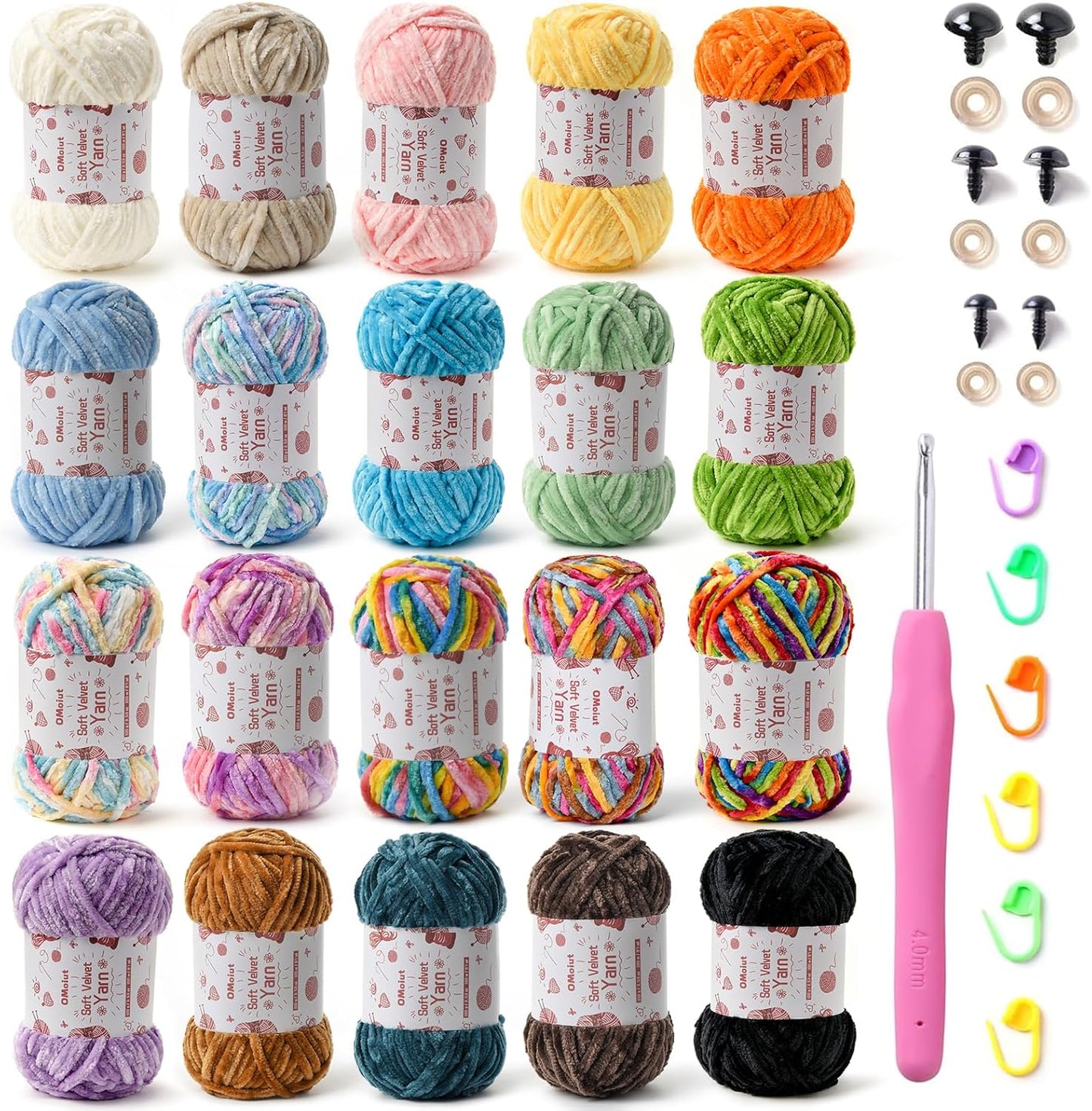 20 Pack Chenille Chunky Yarn for Crocheting Soft Projects