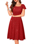 Prom Dress for Teens Sequin Formal Dress with Flutter Short Sleeves