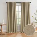 Burlap Linen Blackout Curtains for Ceiling Track - Total Darkness