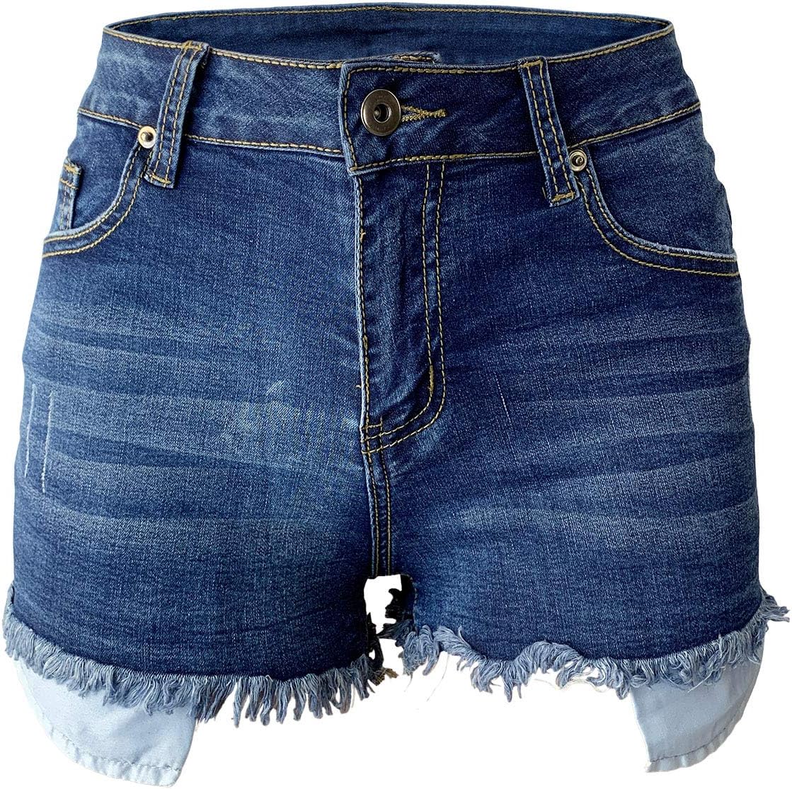 Aodrusa Womens Ripped Denim Shorts for Curvy Body Types