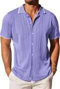 Men's Knit Button Down Short Sleeve Polo Shirt - Lightweight Knit Fit