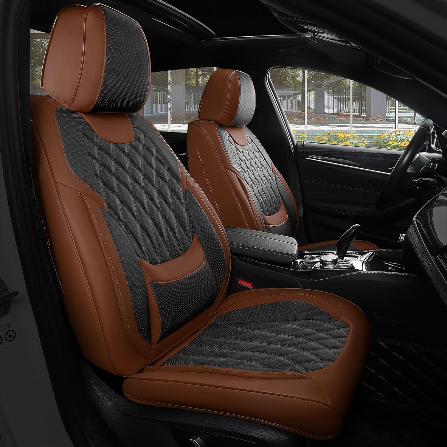 FREESOO Car Seat Covers - Luxury Waterproof Faux Leather Protectors