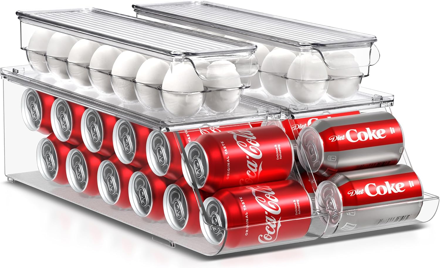 Sorbus Soda Can Organizer & Egg Holder Set for Refrigerator