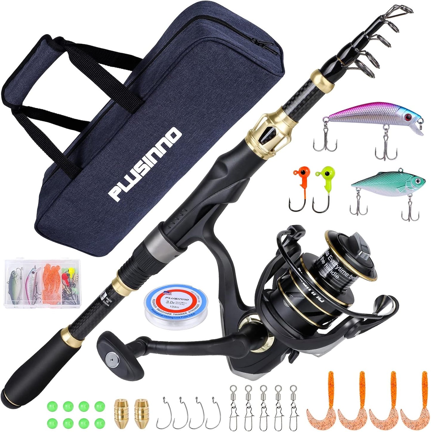 PLUSINNO Fishing Rod and Reel Combo for All Anglers