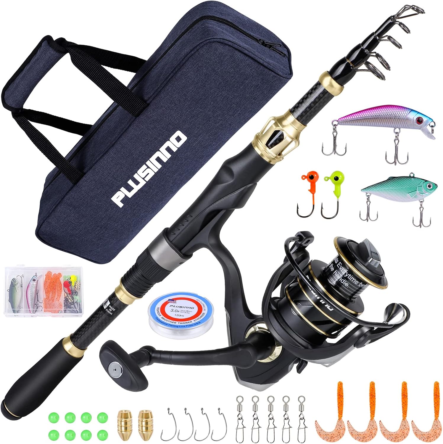 PLUSINNO Fishing Rod and Reel Combo for All Anglers