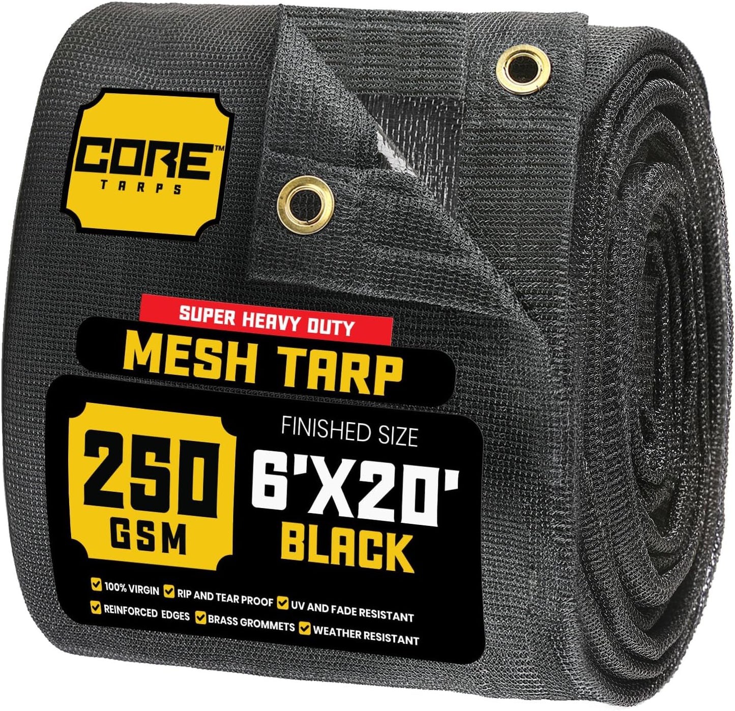 Core Tarps 60% Black Shade Cloth - Heavy Duty Mesh Tarp