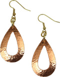 Hammered Copper Open Teardrop Earrings - Lightweight Statement