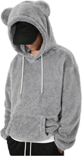 Men's Bear Ear Hoodies Drawstring Fleece Sweatshirt - Cozy Cute