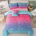 PERFEMET Queen Size Girls Bedding Set - Colorful Rainbow Comforter