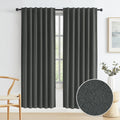 Blackout Linen Curtains for Bedroom - 80 Inch Dark Grey Drapes