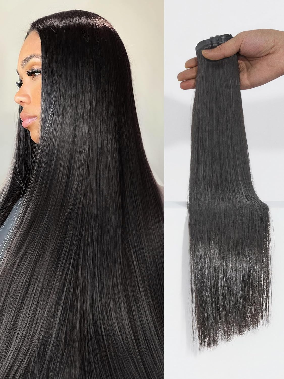 LUVME Silky Straight Clip in Hair Extensions for Natural Look