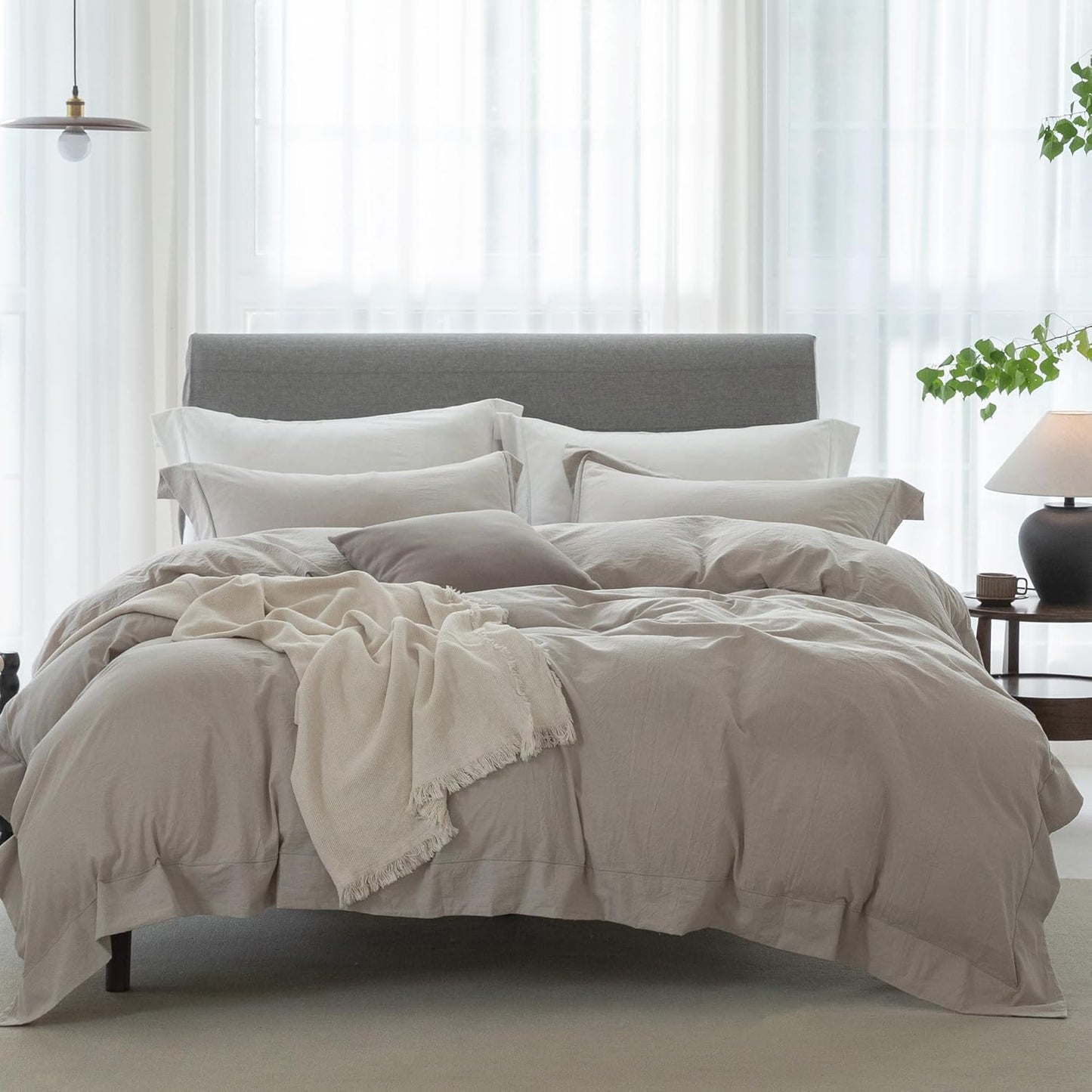 Cooling Full Duvet Cover Set 3 Pieces - Chic Wide Trim Design