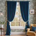 Dark Blue Velvet Blackout Curtains 120 in - Thermal Luxury Drapes