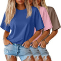 3 Pack Women's Half Sleeve Crew Neck T-Shirts - Soft Cotton Blend