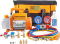BACOENG 3.6CFM 1/4HP AC Vacuum Pump and Manifold Gauge Set - Complete