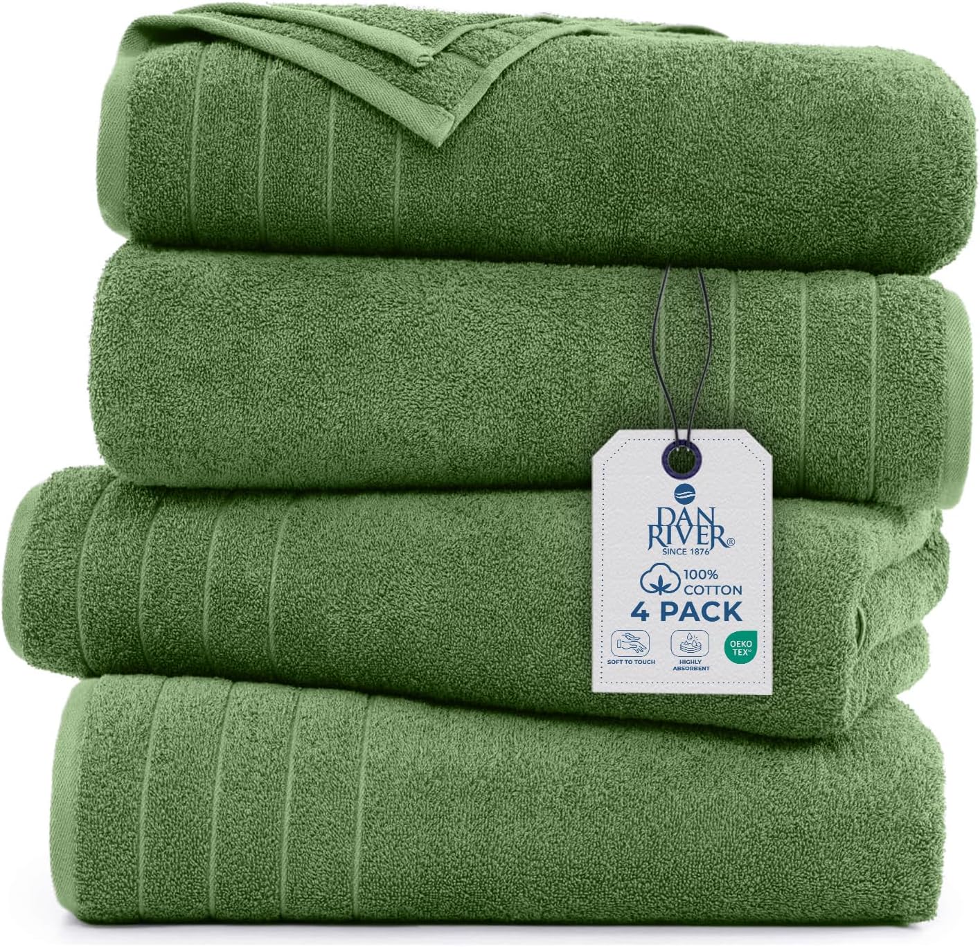 DAN RIVER Bath Towels Set of 4, Soft and Absorbent Towels