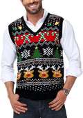Men Christmas V Neck Sweater Vest - Festive Slim Fit Knit
