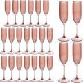 24PCS Plastic Champagne Flutes Rose Gold - Elegant Unbreakable